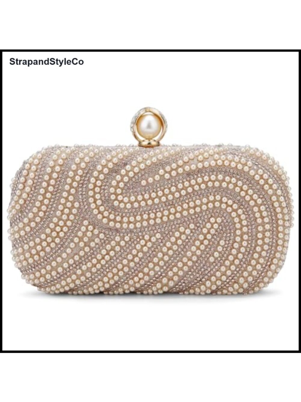 Pearl Clutch Purse Beaded Evening Bag Detachable Chain Wedding